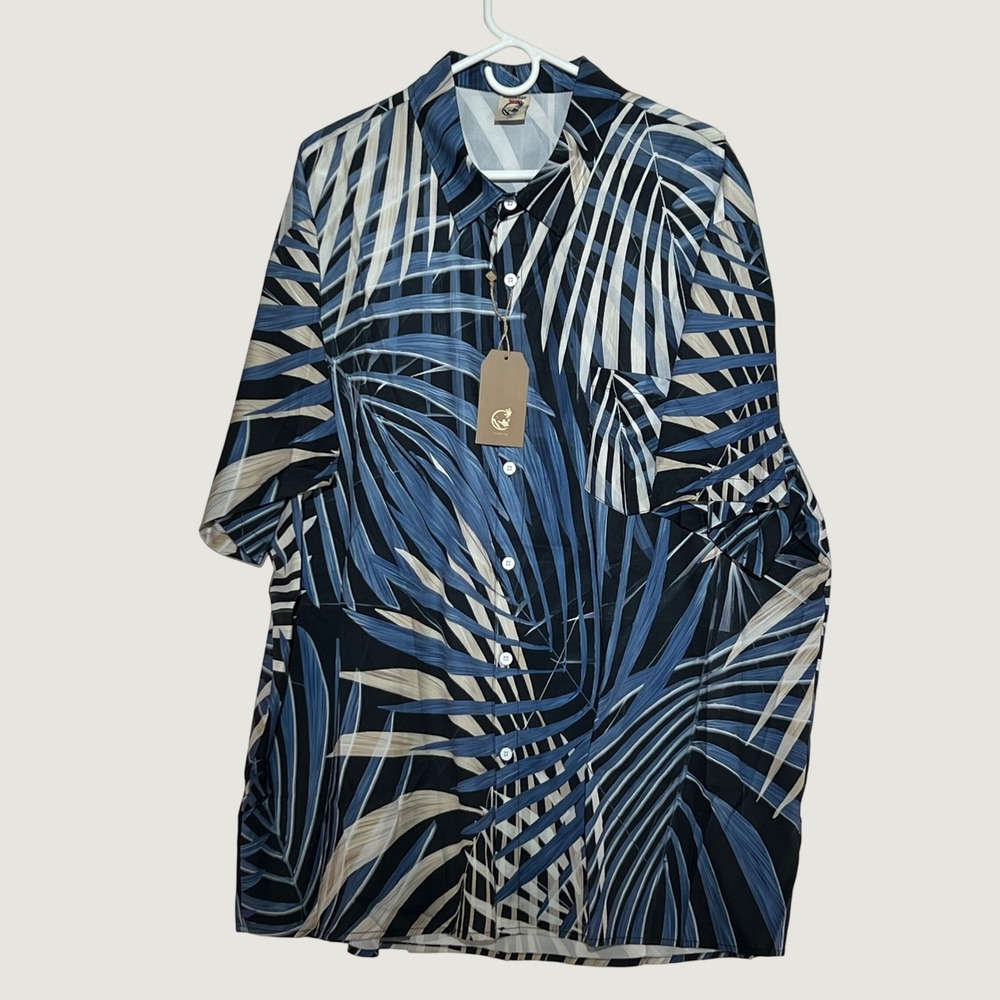 Hardaddy Mens 3XL Short Sleeve Tropical Palm Leaf Button Down Shirt New